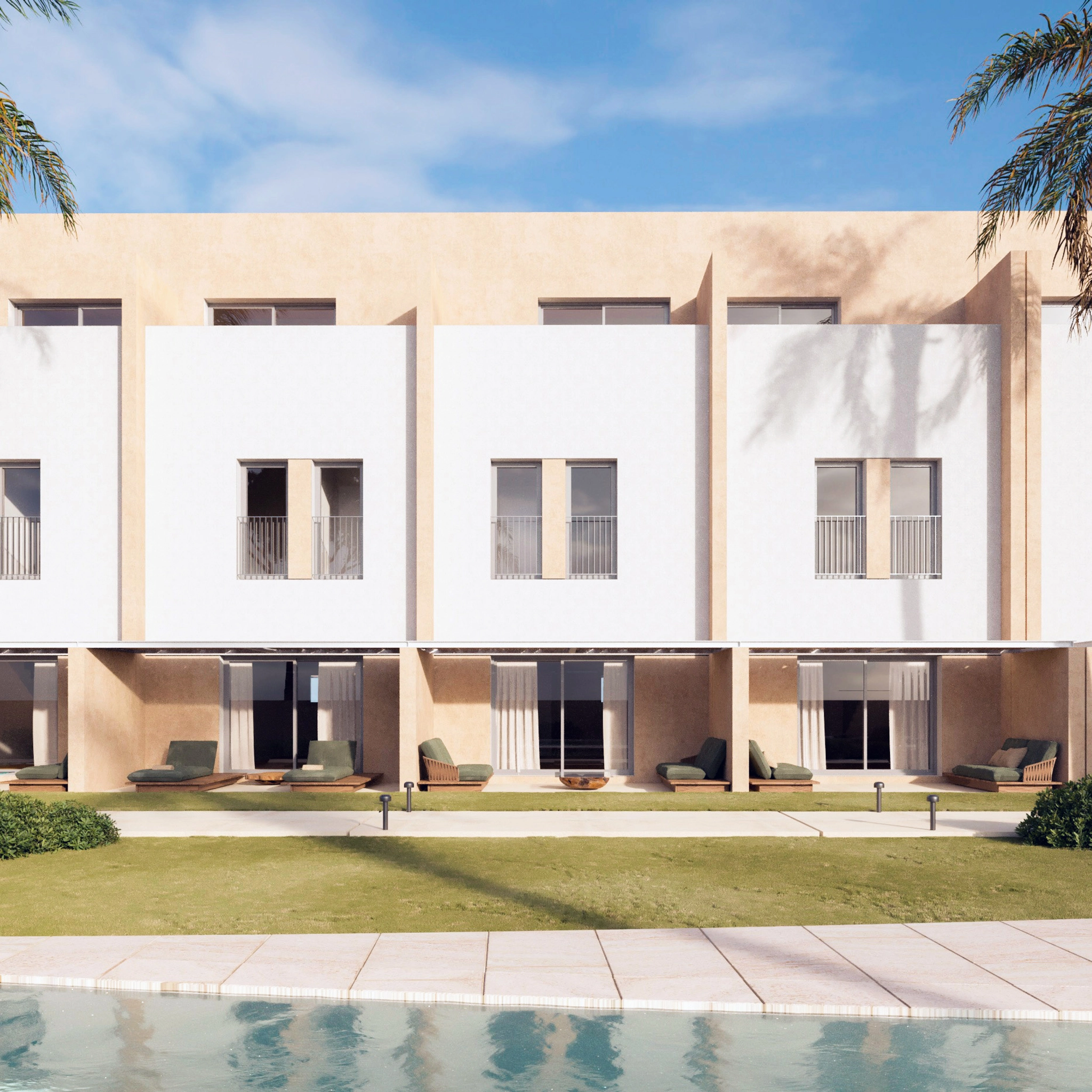 Vackra radhus vid stränderna i Denia